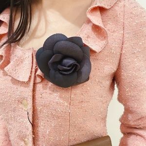 Chanel Black Camellia Brooch